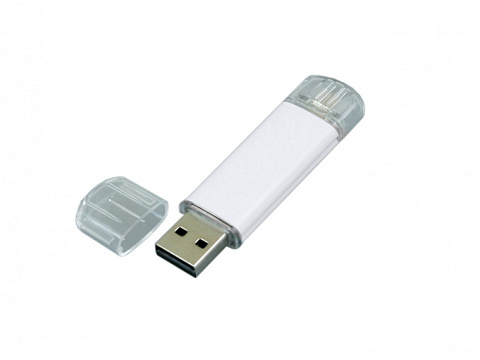 USB-флешка на 32 Гб.c дополнительным разъемом Micro USB, белый - рис 3.