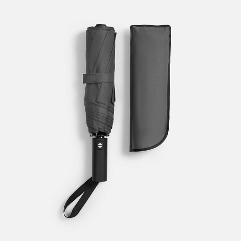 Зонт складной Smooth Move с плавным закрытием, серый - рис 5.