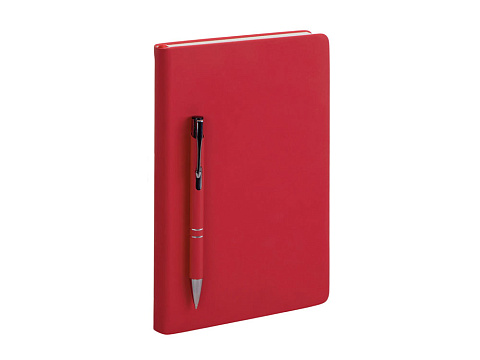 Подарочный набор с блокнотом С3, металлической ручкой и термокружкой, красный - рис 3.