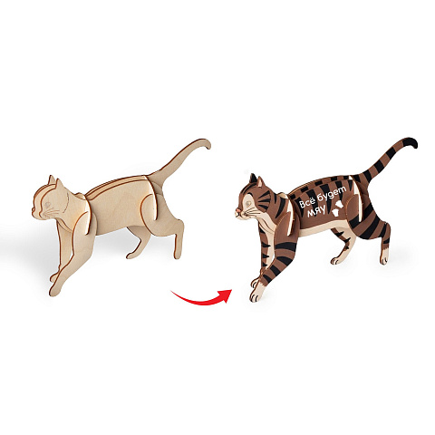 Деревянный 3d пазл Котик - рис 2.