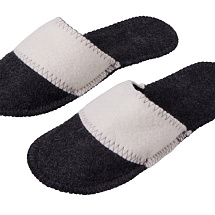 Тапочки белые/серые с отворотом без вышивки