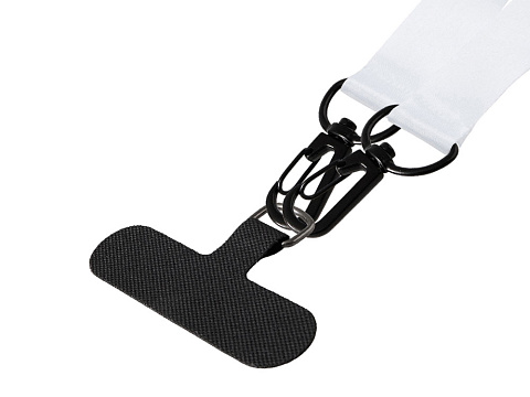 Ланъярд 2 см под сублимацию с 2-мя трендовыми карабинами и узким держателем для телефона из ПЭ, черный - рис 4.
