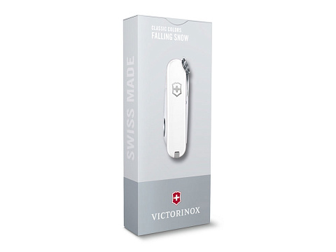 Нож-брелок VICTORINOX Classic SD Colors "Falling Snow", 58 мм, 7 функций, белый - рис 4.