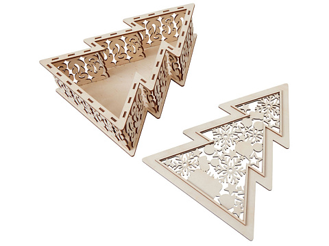 Шкатулка из фанеры в виде елки Firytale , серебристая - рис 2.