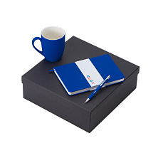Подарочный набор с блокнотом С3, металлической ручкой и кружкой, синий