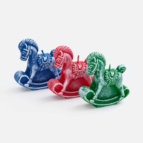 Свеча фигурная «Лошадка-качалка», зеленая - рис 4.