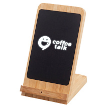 Беспроводное зарядное устройство 2-в-1 с подсветкой лого Reedia S4, 15 Вт, бамбук, черный