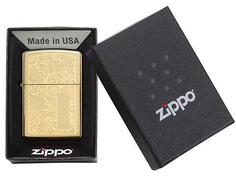 Зажигалка ZIPPO Venetian с покрытием High Polish Brass, латунь/сталь, золотистая, 38x13x57 мм - рис 4.