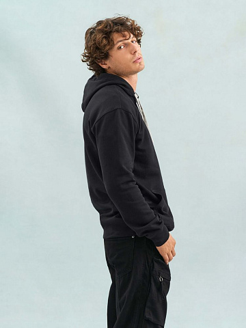 Худи унисекс Cameron, серый меланж с темно-синим - рис 8.