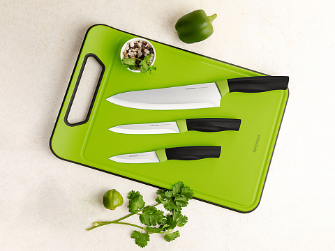 Набор из 3 ножей с пластиковой разделочной доской, NADOBA, серия OLIVIA - рис 3.