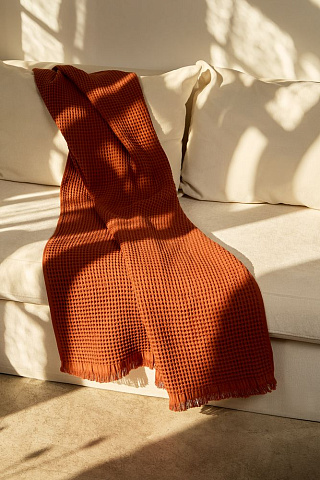 Плед вафельный Elenglect, оранжевый - рис 7.