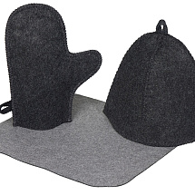 Банный набор из шапки, рукавицы и коврика Calm, серый