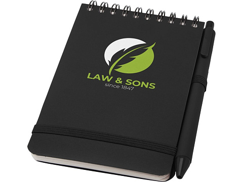 Блокнот Thalaasa формата А6 в твердой обложке из океанического пластика с шариковой ручкой - сплошной черный - рис 6.