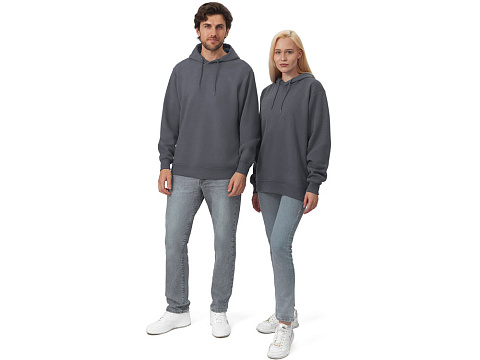 Толстовка с капюшоном оверсайз Lisbon унисекс, темно-серый - рис 9.