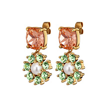 Серьги POPPY SG LIGHT GREEN / PEACH / WHITE PEARL Dyrberg Kern 460079