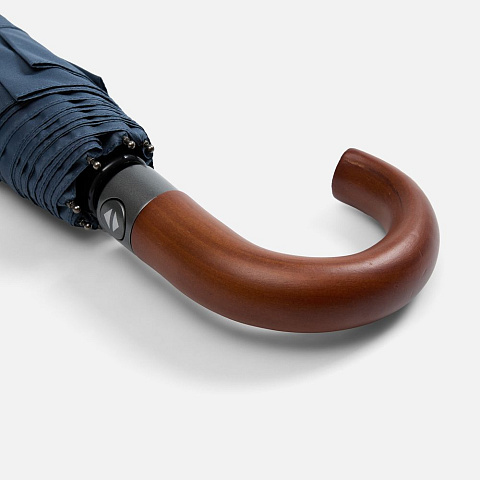 Зонт складной Classic, темно-синий с темной ручкой - рис 4.