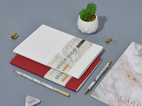 Тетрадь с каменной бумагой А5 Carrara 40 л., линейка, белый - рис 8.