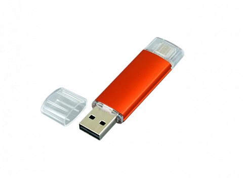 USB-флешка на 32 Гб.c дополнительным разъемом Micro USB, оранжевый - рис 3.