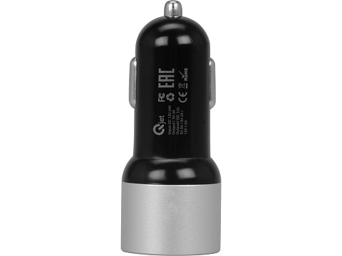 Адаптер автомобильный USB с функцией быстрой зарядки QC 3.0 TraffIQ, черный/серебристый - рис 5.