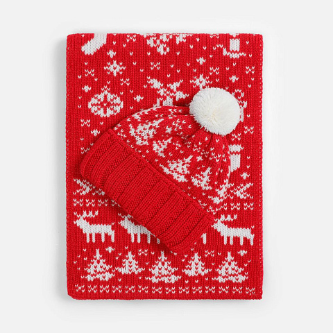 Шарф Holidale, красный с молочным - рис 5.