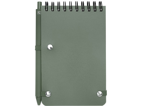 Блокнот Thalaasa формата А6 в твердой обложке из океанического пластика с шариковой ручкой - Зеленый яркий - рис 3.