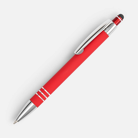 Ручка шариковая Sansen Soft Touch со стилусом, красная - рис 2.