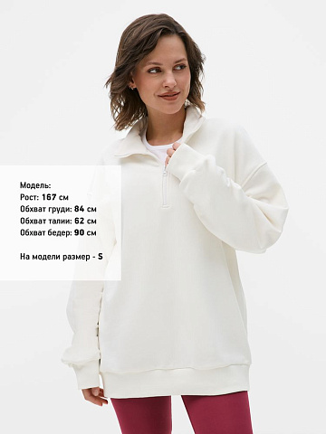 Толстовка унисекс оверсайз Ziplink Terry, молочно-белая - рис 12.