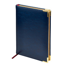 Ежедневник А5 датированный Sidney Nebraska 2026, синий (золотой обрез, золотые уголки)