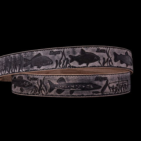 Кожаный ремень «Рыбацкая тропа», комбинированный - рис 2.