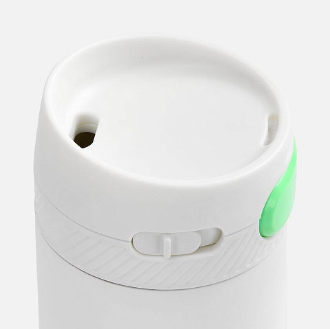 Термостакан X1 с цветной кнопкой, белый с зеленым - рис 4.