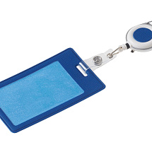 Бейдж с рулеткой-карабин Favor, синий