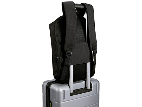 Рюкзак Luma для ноутбука с диагональю экрана 15 дюймов с защитой от кражи объемом 10 л из материала, переработанного по стандарту GRS - сплошной черный - рис 4.