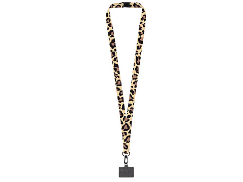 Ланъярд 2 см под сублимацию с трендовым карабином, замком обрыва и большим держателем для телефона из ПЭ, черный - рис 2.