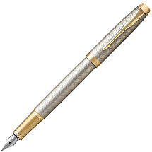 Перьевая ручка Parker IM Premium Warm Silver (grey)  GT, перо: F, цвет чернил: blue, в подарочной упаковке.