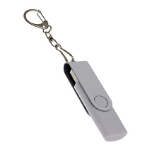 USB-флешка на 32 Гб 2 в 1 поворотный механизм, c дополнительным разъемом Type-C с одноцветным металлическим клипом, белый