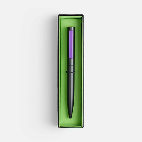 Ручка шариковая Inkolor в футляре, черная с фиолетовым - рис 3.