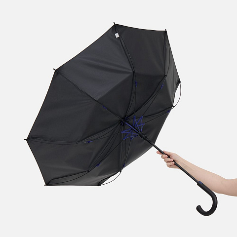 Зонт-трость Hidecolor с цветными спицами, черный с синим - рис 8.