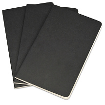 Записная книжка Moleskine Cahier (нелинованный, 3 шт.), Large (13х21см), черный