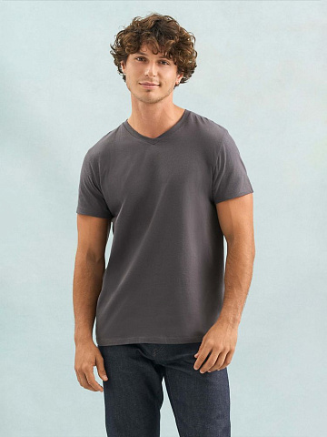 Футболка унисекс Regent с V-образным вырезом, красная - рис 5.