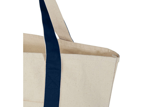 Sam эко- сумка из переработанного хлопка, сертифицированного согласно GRS, плотностью 320 г/м² - Темно - синий / Натуральный - рис 6.