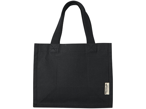 Мини эко-сумка Odessa с клинчиком, изготовленная из переработанного хлопка, сертифицированного согласно GRS, плотностью 220 г/м², объемом 9 л - сплошной черный - рис 2.