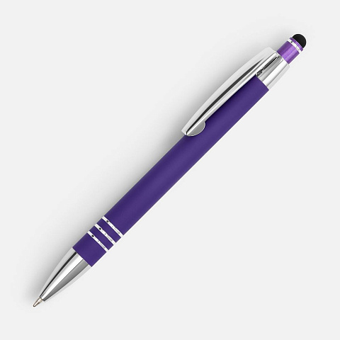 Ручка шариковая Sansen Soft Touch со стилусом, фиолетовая - рис 2.