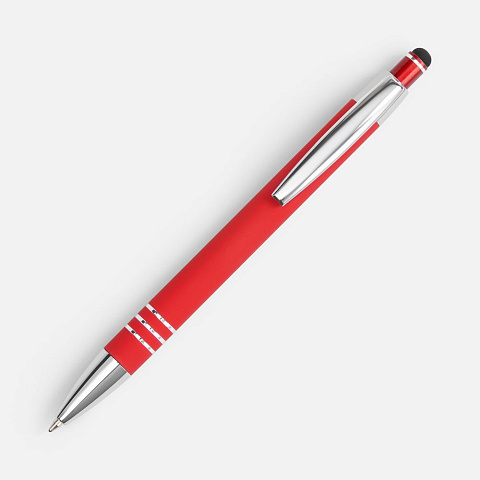 Ручка шариковая Sansen Soft Touch со стилусом, красная - рис 4.